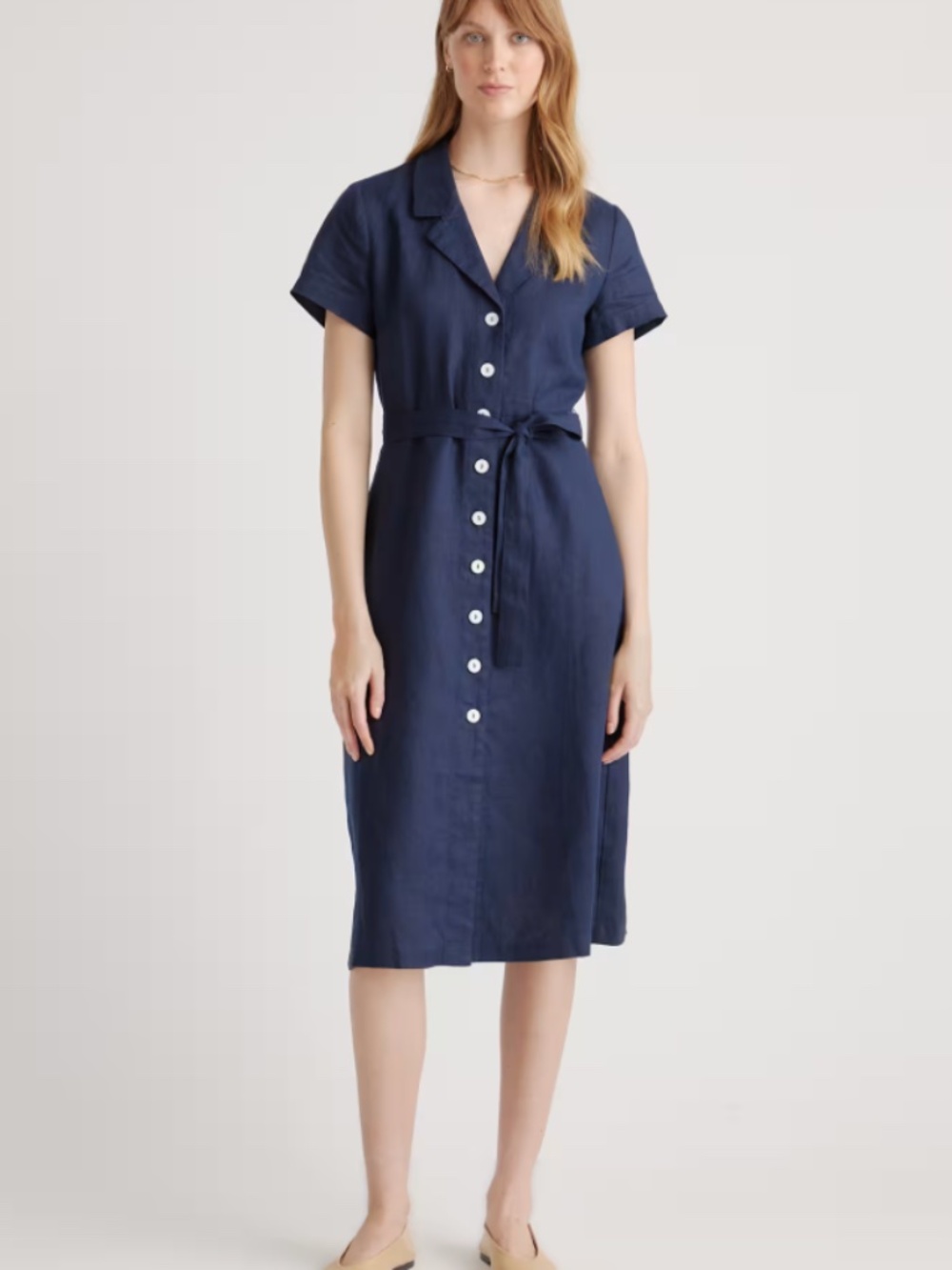 Quince 100% European Linen Button Front Dress